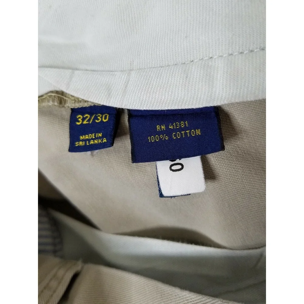 Polo Ralph Lauren Mens Chino Pants 32x32 Khaki Classic Fit Flat‎ Front Cotton